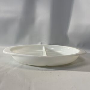Vintage Pyrex 1083 Milk Glass Divided Casserole Dish 1.5 Quart